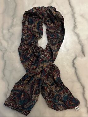 Paisley Print Women's Scarf in Teal & Burgundy
